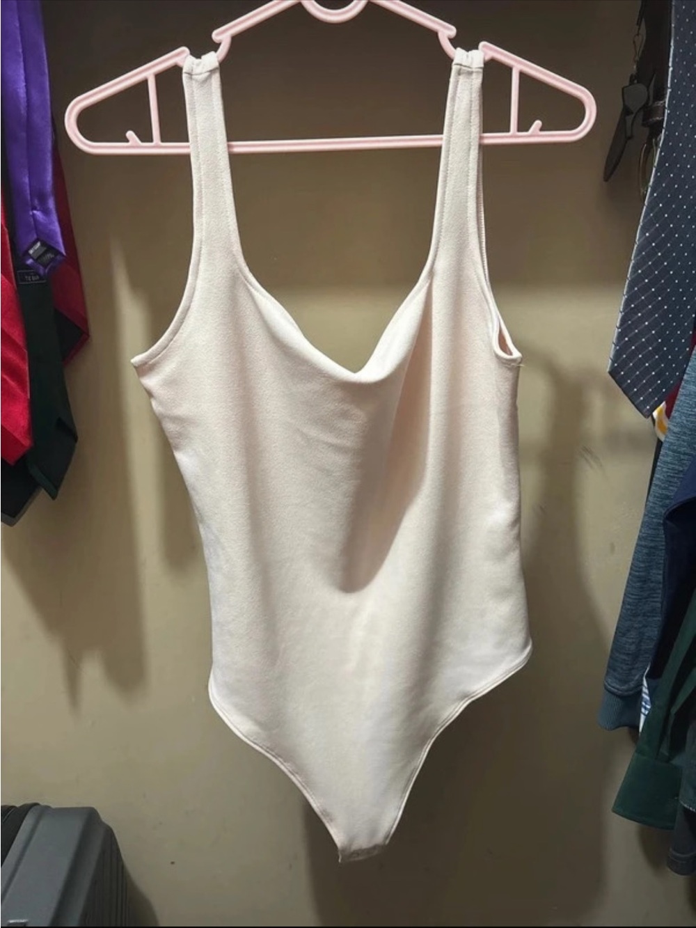 Express Cream Scoop Neck Bodysuit